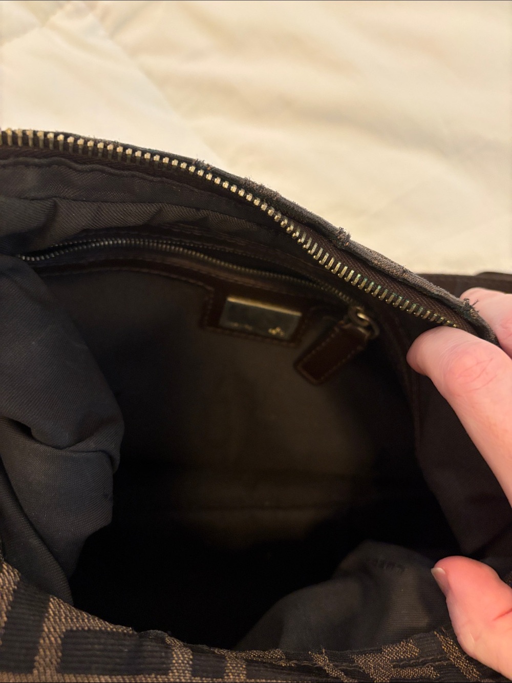 Fendi brown canvas Monogram Hobo Bag - Picture 13 of 16